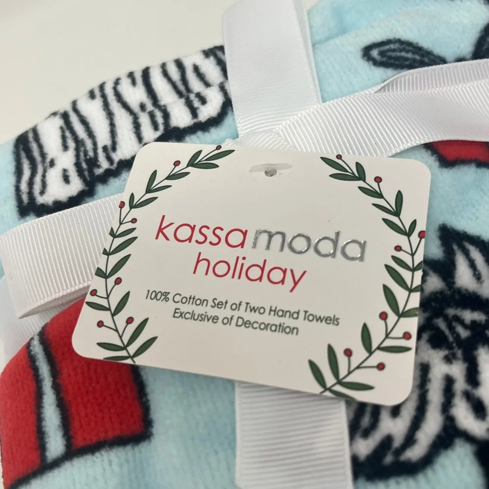 Kassa Moda Holiday Dog Hand Towels 100% Cotton Scottie Christmas Bathroom Decor